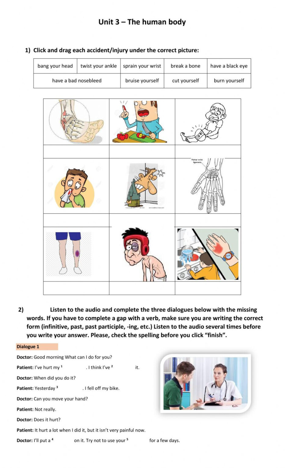 Accidents And Injuries Interactive Worksheet Anatomy Worksheets