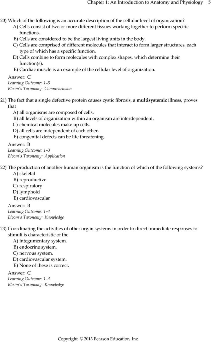 Chapter 1 An Introduction To Anatomy And Physiology Worksheet Answers