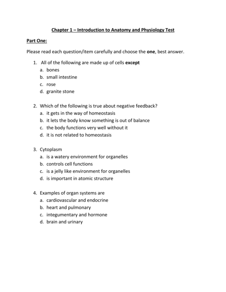 Introduction To Human Anatomy Chapter 1 Worksheet