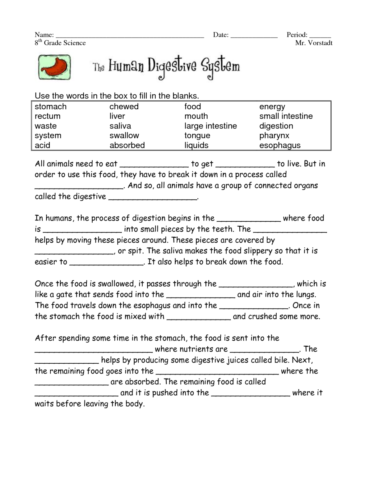 Digestive System Worksheets Human Digestive System Digestive System 