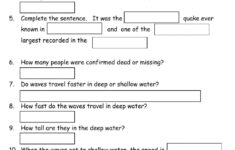 Earthquake And Tsunami Worksheet