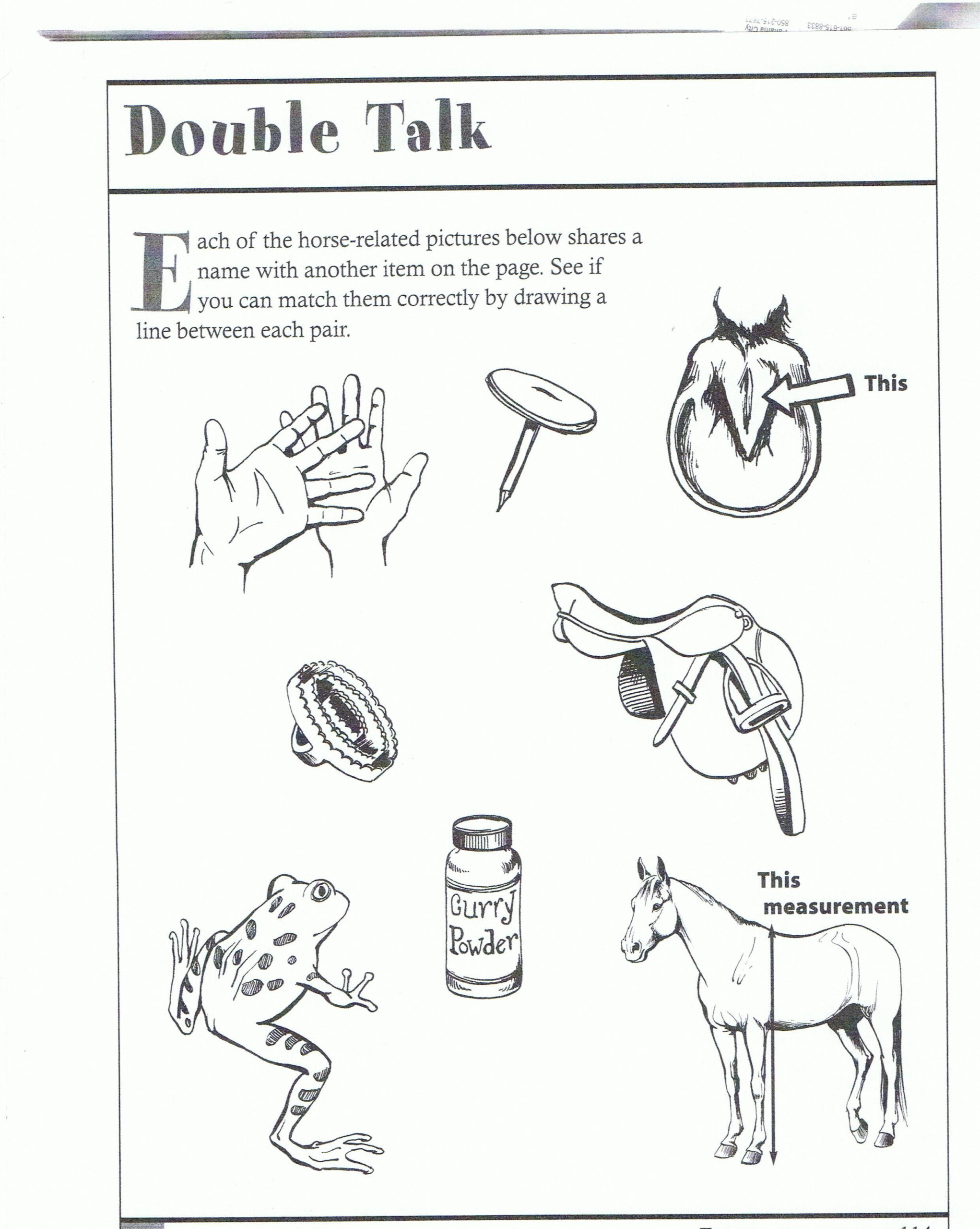 Kindergarten Parts Of The Horse Worksheet Worksheet